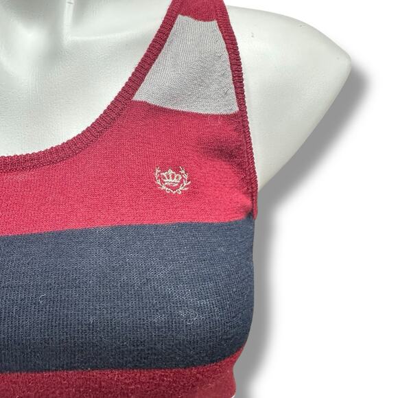 Heritage 1981 Tank Top Striped Scoop Neck Racerback Cotton Multi Sz L Preppy Y2K - Picture 4 of 8